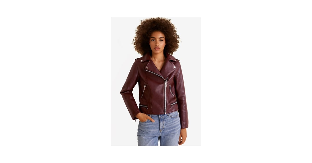 mango burgundy leather jacket