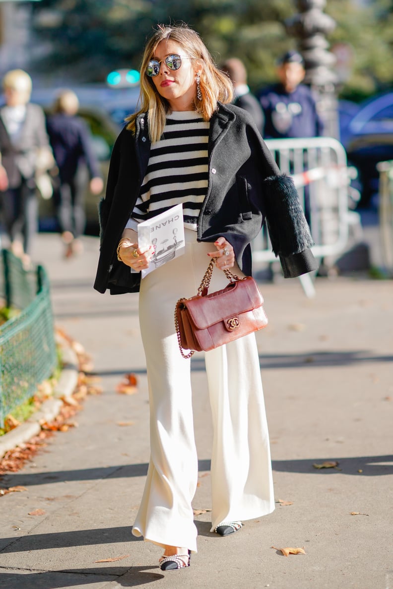 Wear a Striped Shirt With a Pair of Wide-Leg Trousers