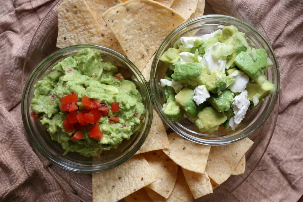 Bench: Creamy or Cheesy Dips
Start: Black Bean Dip, Hummus, and Slimmed-Down Guac
Black bean dip and hummus are low in saturated fat and provide filling protein and fiber. Since it’s not a Super Bowl party without guac, I lighten up traditional guacamole by infusing more veggies to balance out the fat from the avocados. Here’s my favorite skinny guac recipe, which contains an extra dose of tomatoes.