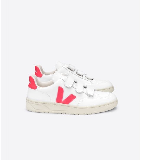 Veja V-Lock Leather Extra White Rose Fluo