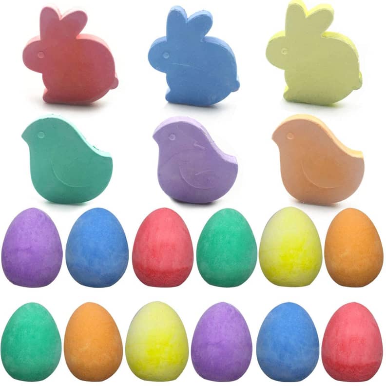 RUODON 24 Pack Easter Sidewalk Chalk Set with Easter Eggs Bunny for Kids  Boys Girls Toddlers Colorful Art Chalk Bulk for Easter Basket Stuffers  Gifts Exchange Gifts