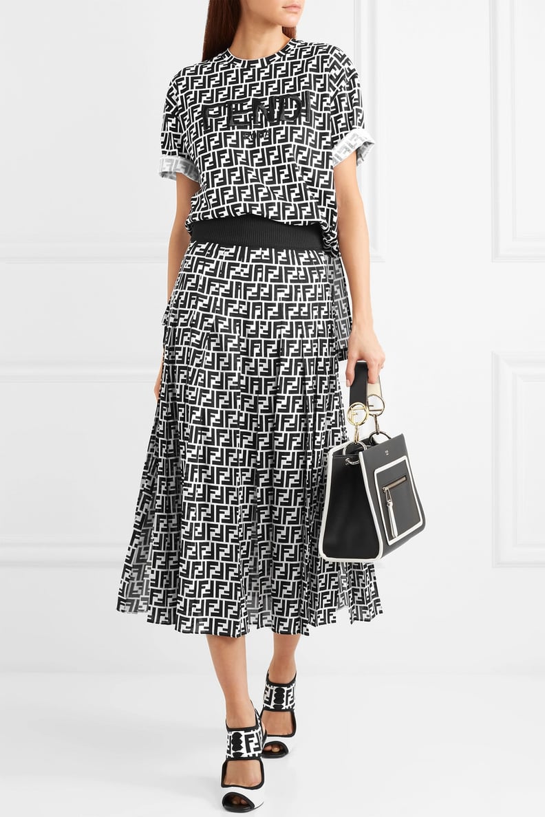 Fendi Printed Silk Midi Skirt