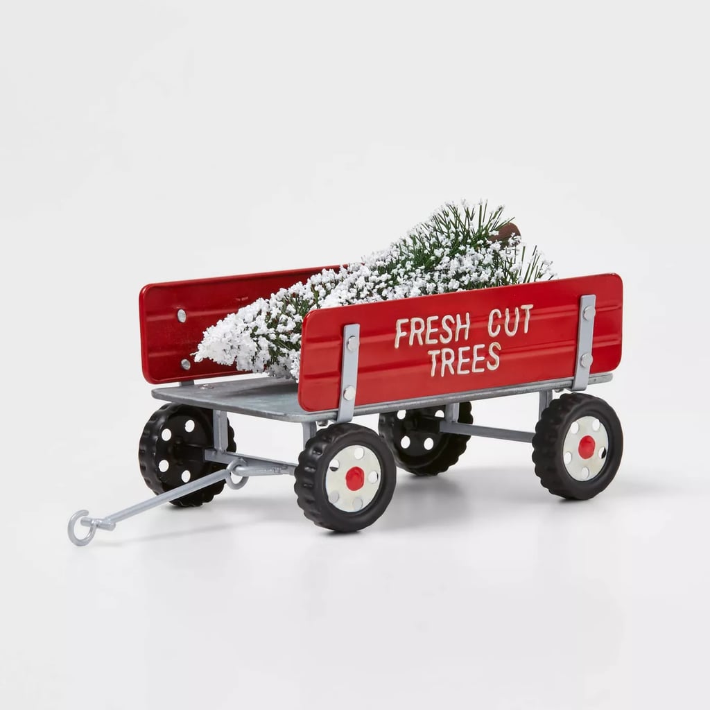 Small Metal Wagon With Fresh Cut Christmas Trees