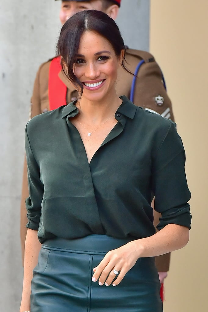 Meghan Markle's Green Hugo Boss Leather Skirt