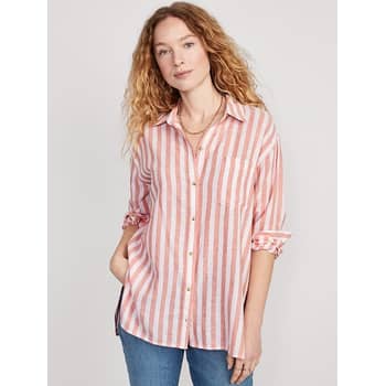 Boho Linen Shorts - Striped/Navy