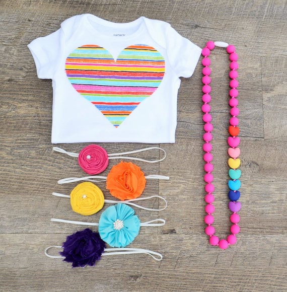 Rainbow Heart Onesie Gift Set