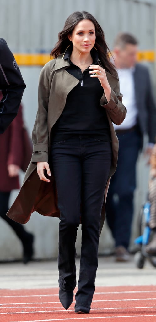 For her casual looks, Meghan relies on elevated outerwear to pull together her outfit and dress it up.