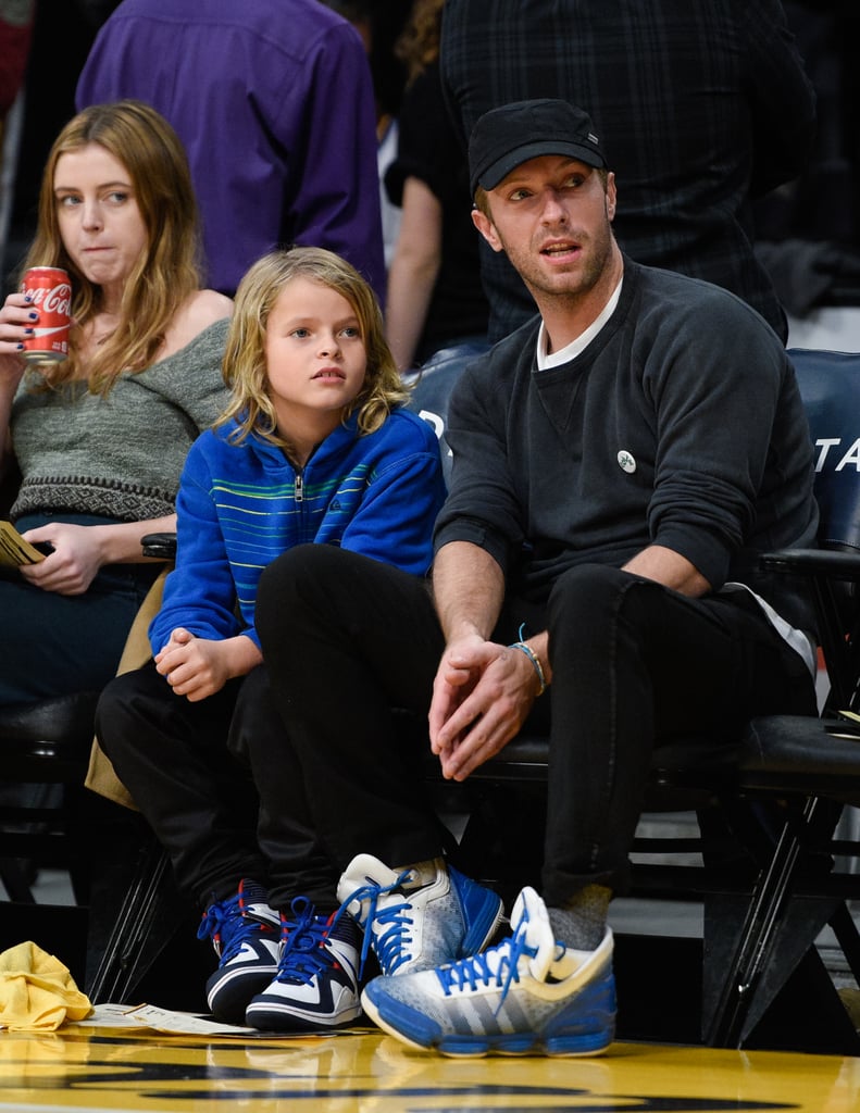 Chris Martin and Son at Lakers Game January 2016