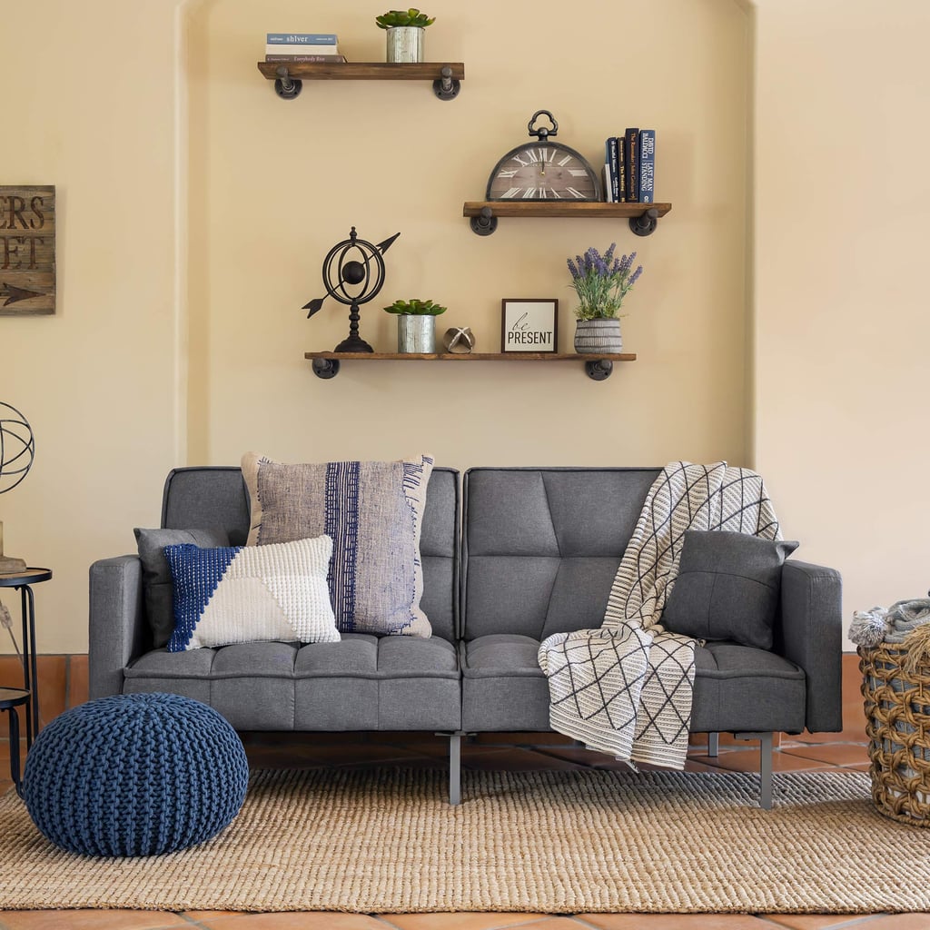 Best Choice Products Convertible Linen Tufted SplitBack Futon Sofa