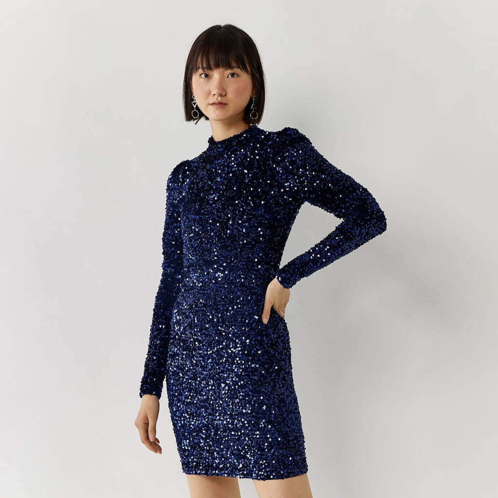 Lapis Lazuli - Warehouse Sequin Puff Sleeve Dress | The Prettiest Jewel ...