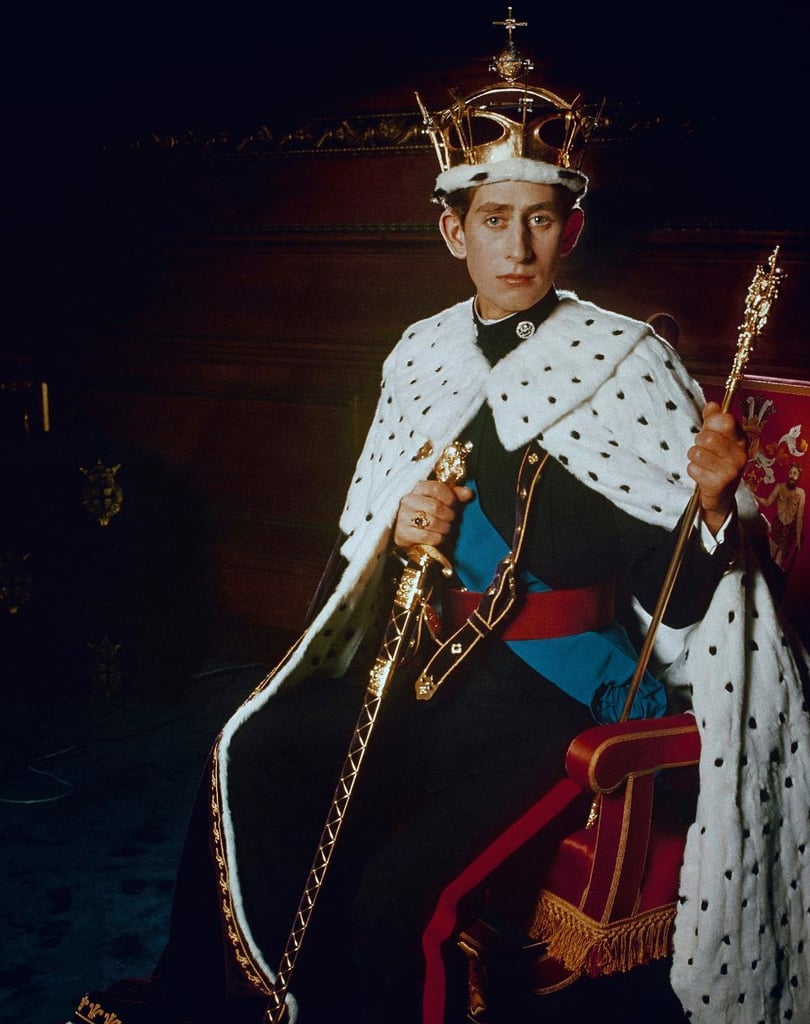 At the age of 21, Prince Charles posed for a portrait following his investiture as the Prince of Wales, a state event similar to a coronation. 
Source: