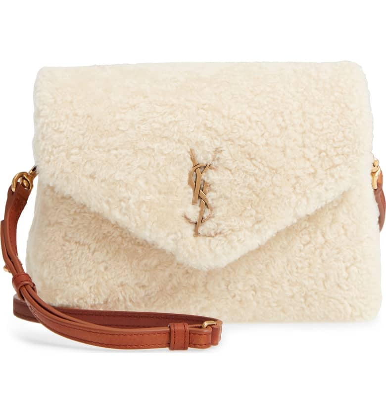 Saint Laurent Small Loulou Genuine Shearling Crossbody Bag