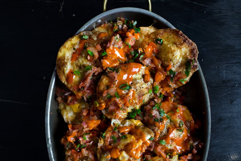 Fried Pork Dumpling Kimchi Nachos