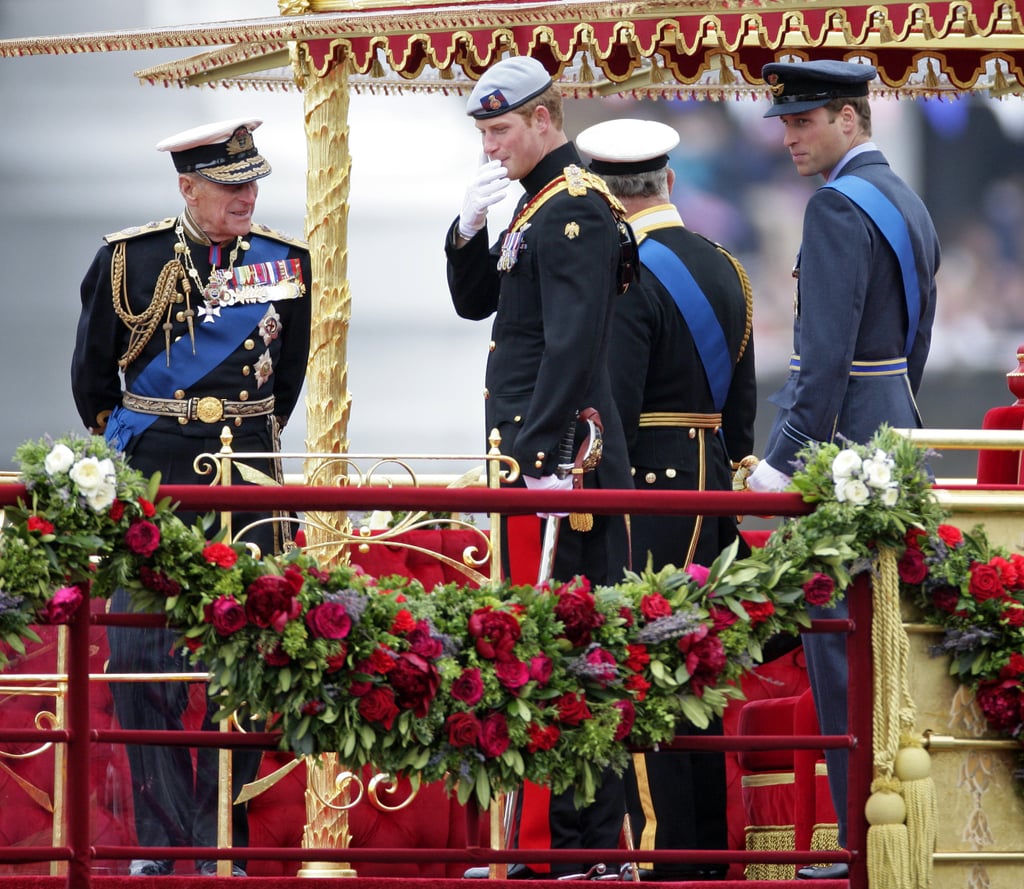 Back in 2012, Harry and Prince Philip hung out together on the royal barge before the Diamond Jubilee River Pageant began.