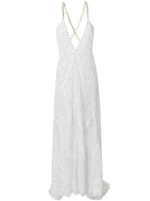 Alessandra Rich Embroidered Plunge Dress