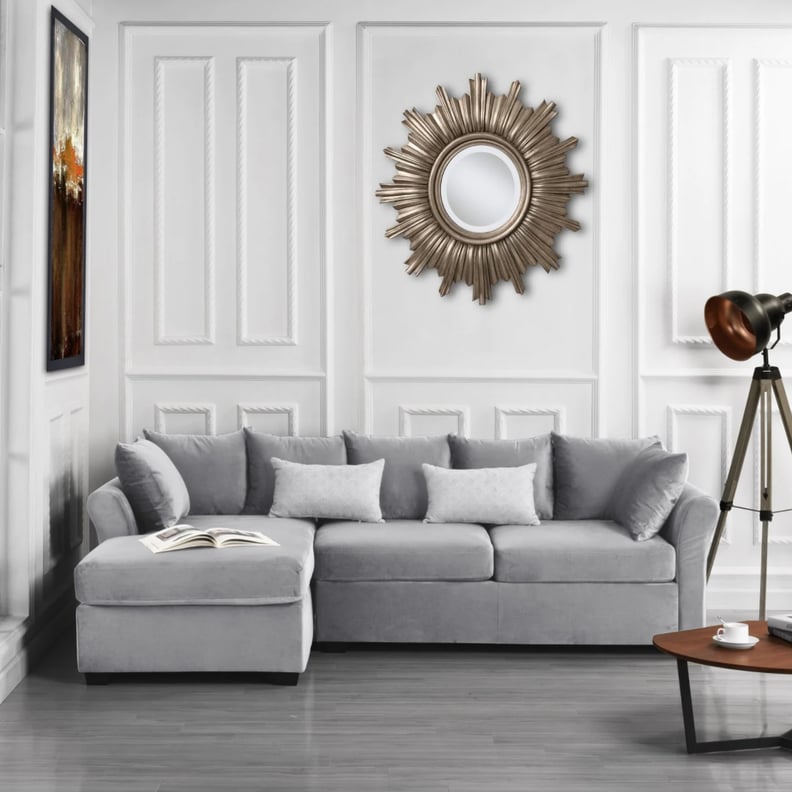 Sanders Wide Velvet Left Hand Facing Sofa and Chaise