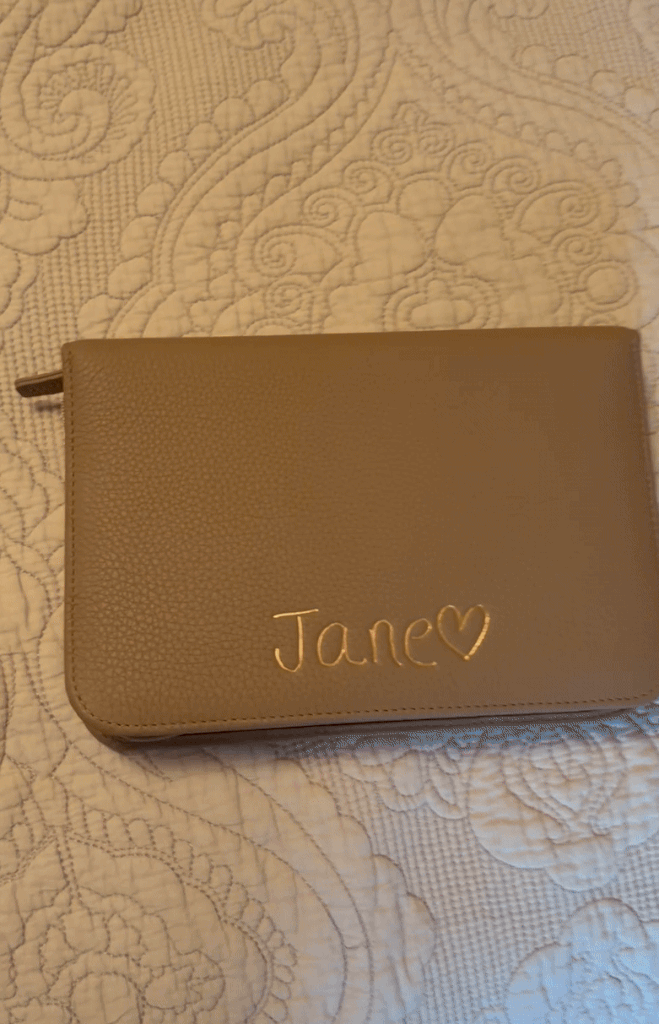 Leatherology Large Jewelry Case ($104, originally $130)
I ordered this Leatherology Large Jewelry Case as a Christmas gift for my mom, but I was so excited when it arrived that I gave it to her early. The case itself is unbelievably chic and practical. But what I'm most obsessed with is Leatherology's new customization feature, which lets you upload a drawing or a note in your own handwriting. I wrote my mom's name with a heart (pictured above), and it turned out even better than I imagined. Use code HOLIDAY25 to get 25 percent off.