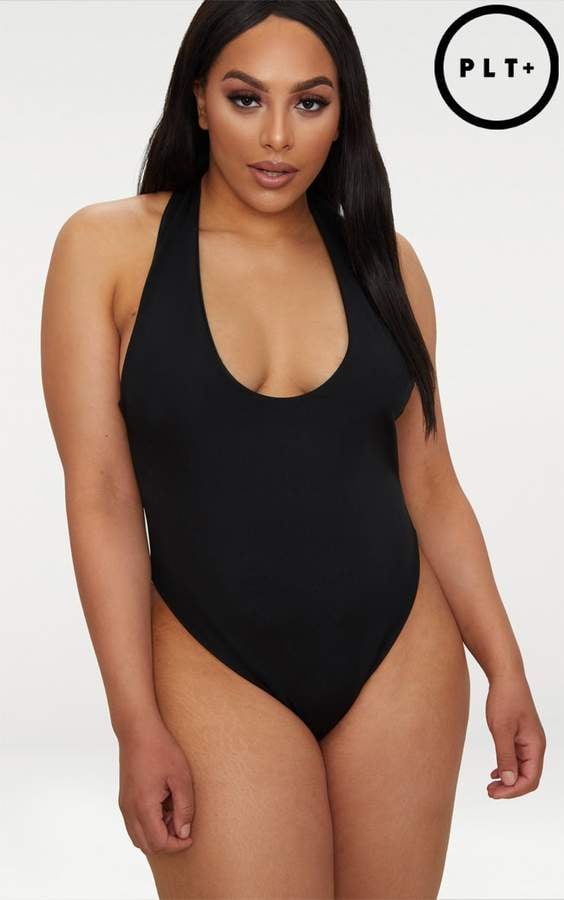 PrettyLittleThing Black High Leg Swimsuit