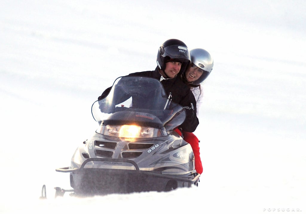 Prince William took Kate Middleton for a spin on a snowmobile during a trip to the French Alps in March 2010.