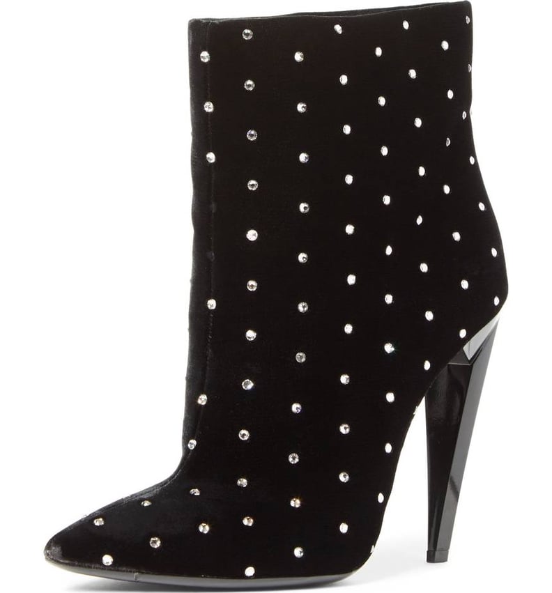 Saint Laurent Freja Embellished Broken Heel Bootie