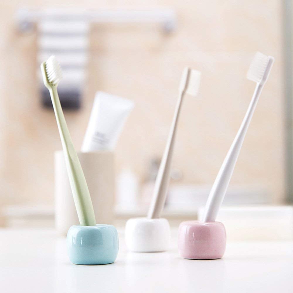 Airmoon Mini Ceramics Toothbrush Holders in Blue, White, and Pink