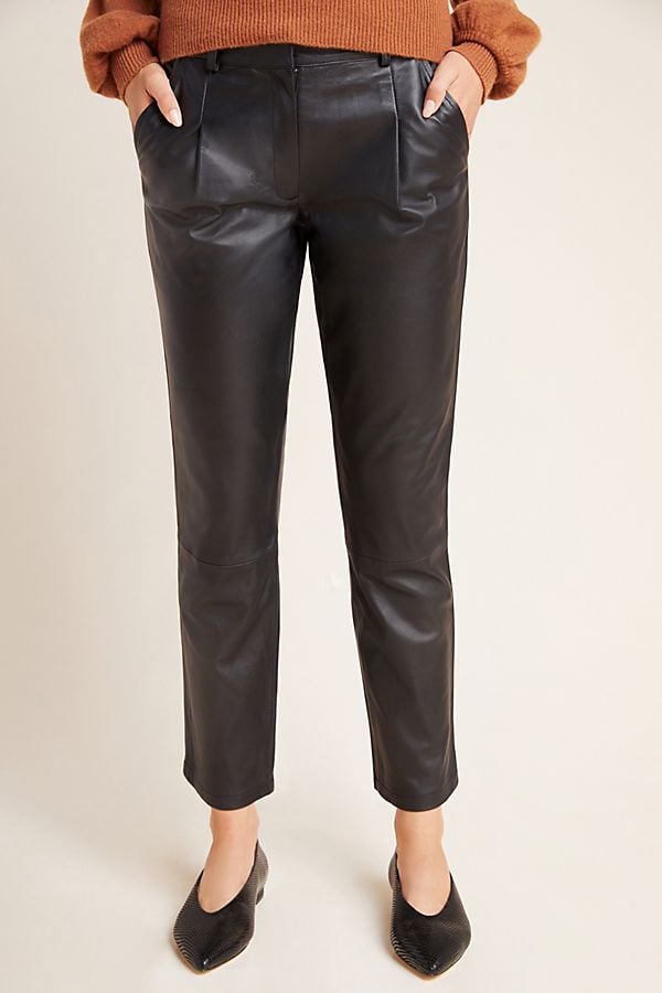 Anthropologie Bagatelle Tapered Leather Trousers