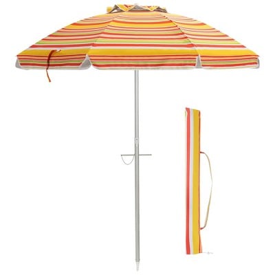 Costway 6.5英尺的海滩伞遮阳罩倾斜W /手提袋