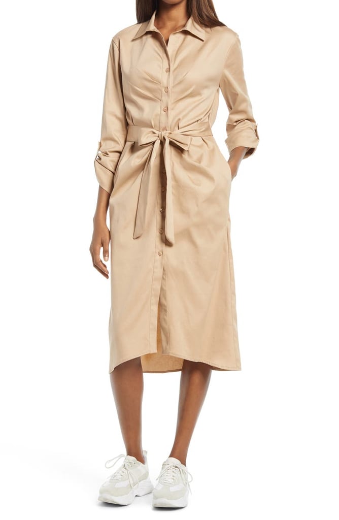 A Dressed-Up Dress: Fraiche by J Tie Front Long Sleeve Shirtdress