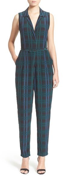 Equipment 'Adalyn' Plaid Sleeveless Silk Jumpsuit ($368)