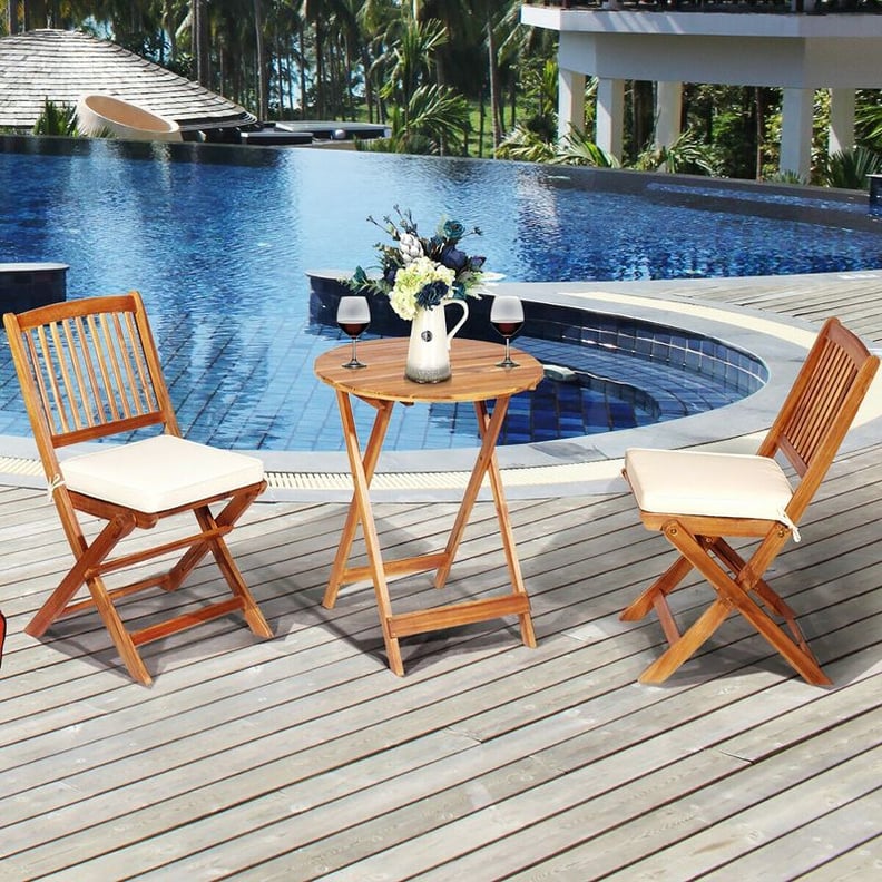 For Small Spaces: Costway Patio Folding Wooden Bistro Set