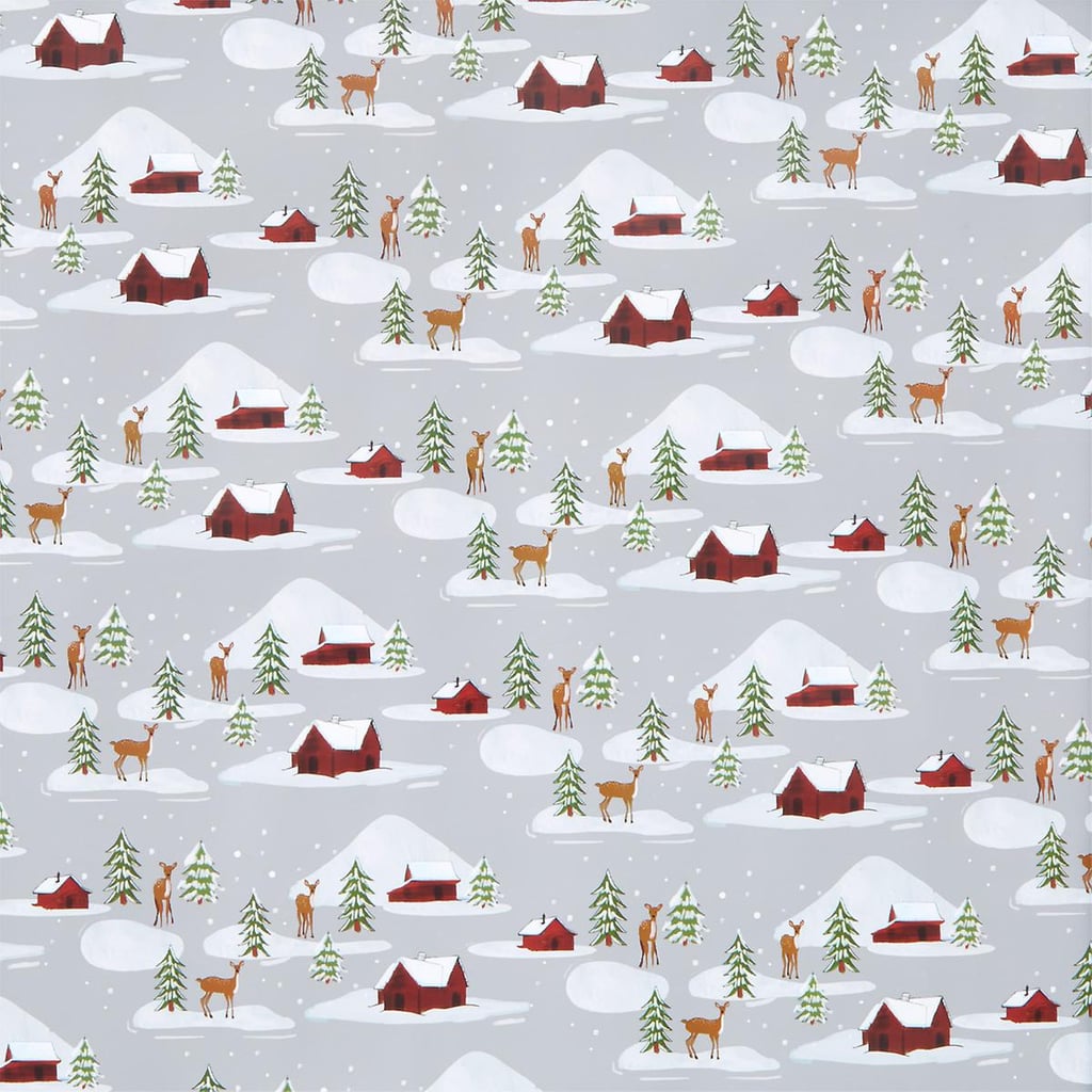 Grey Snowy Cabins Wrapping Paper