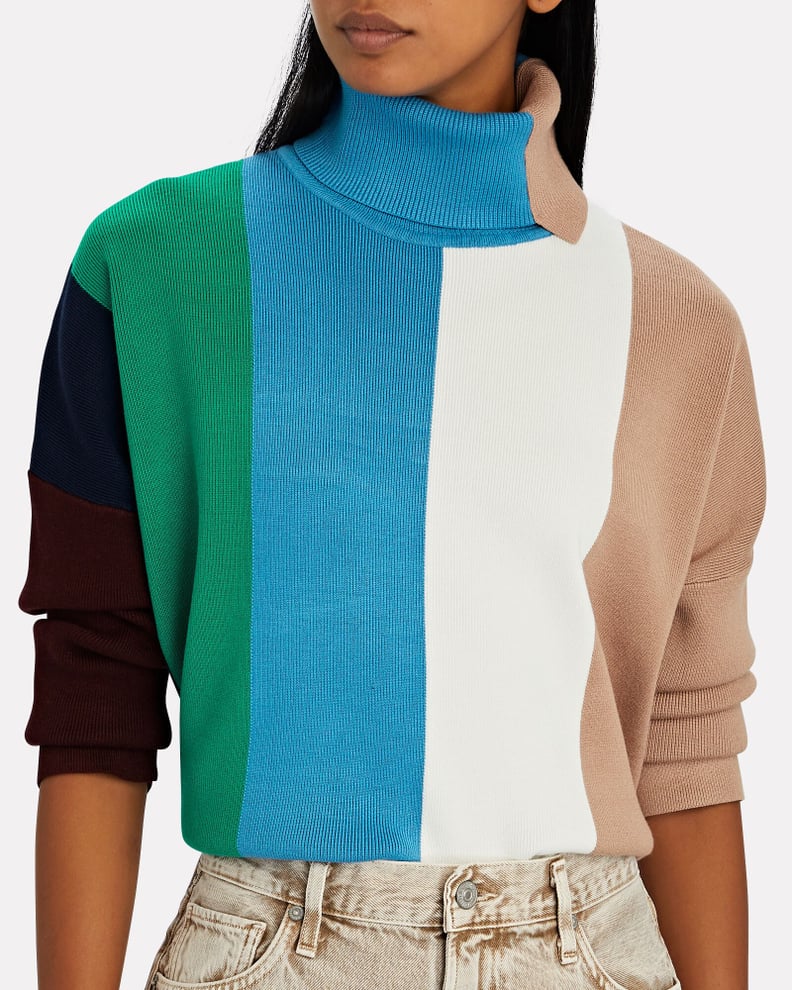 Victoria Beckham Colorblock Stripe Turtleneck Sweater