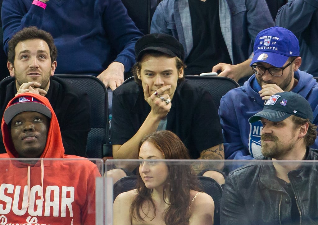 Harry Styles at New York Rangers Game April 2017 POPSUGAR Celebrity
