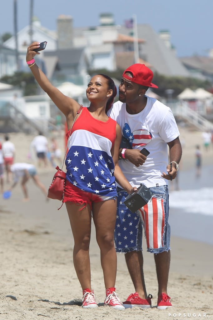 Christina Milian posed with a friend in July 2013 for a beach selfie.