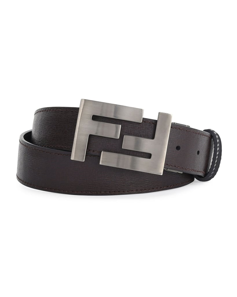 Fendi Double-F Buckle Textured Leather Belt