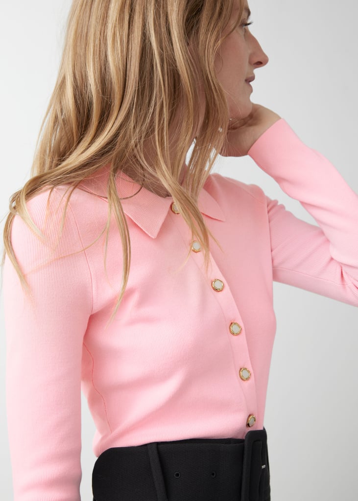 Polo collar best sale button up sweater