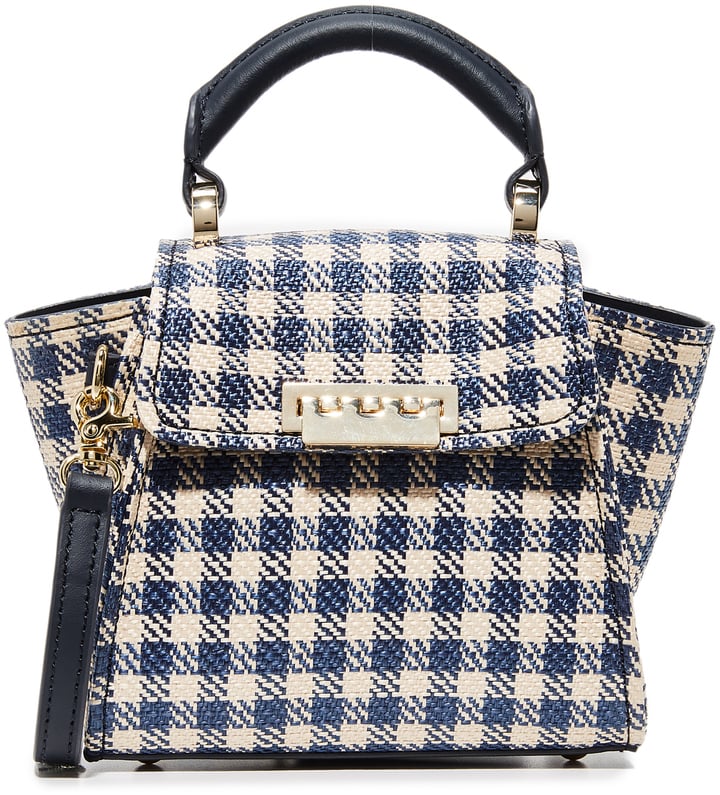 Zac Posen Eartha Gingham Staw Mini Top Handle Bag