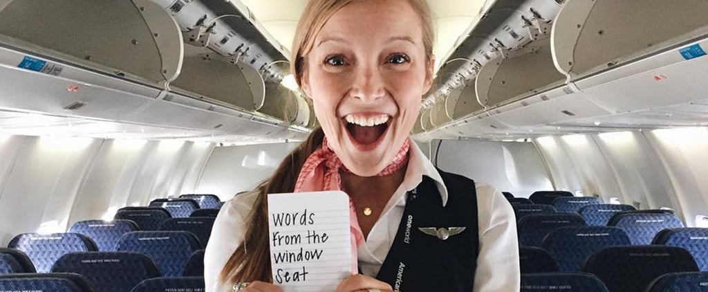Flight Attendant Tapes Notes in Plane Windows