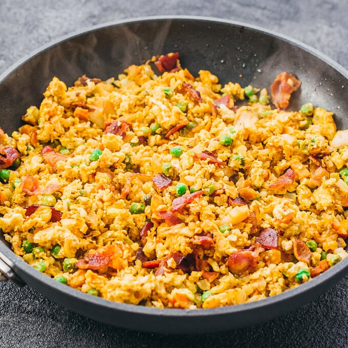 Bacon Kimchi Cauliflower Fried Rice