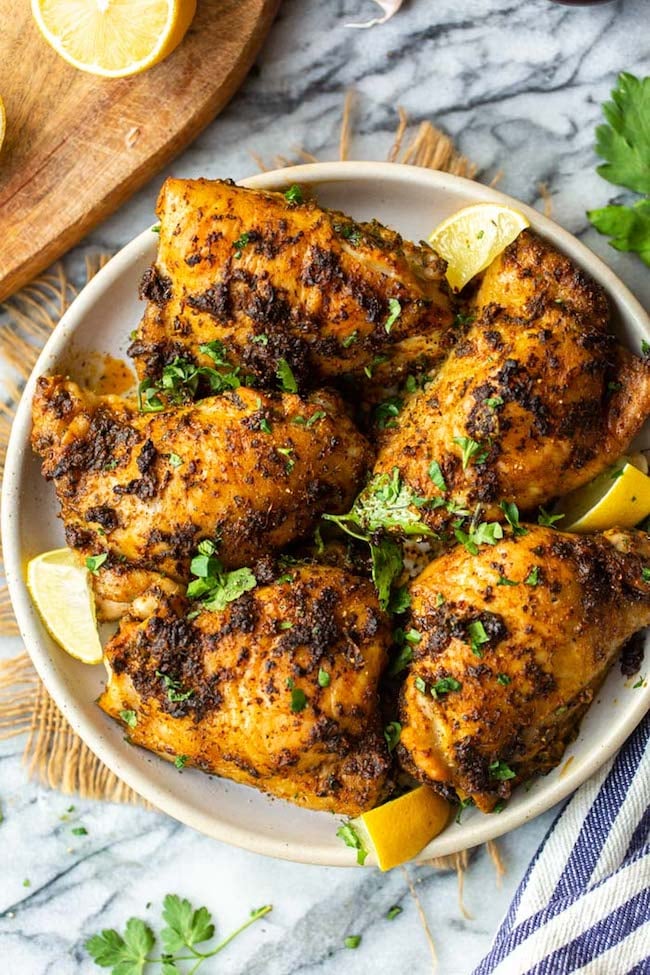 Whole30 Baked Chermoula Chicken Thighs