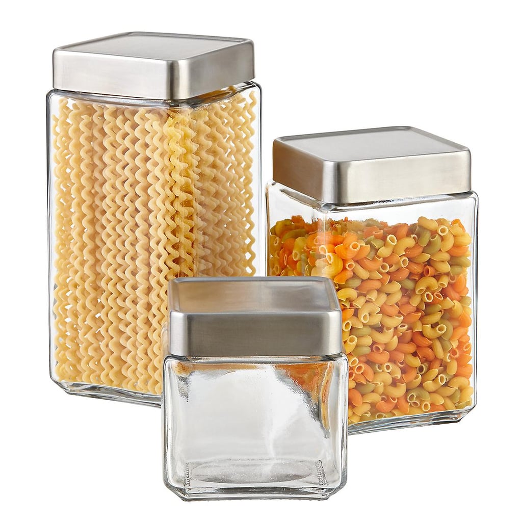 Anchor Hocking Glass & Brushed Aluminium Canisters