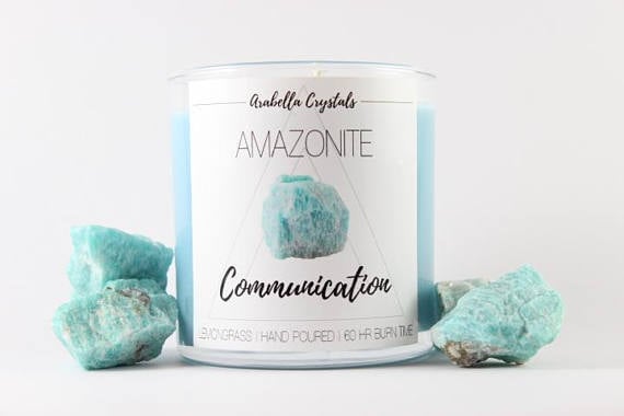 Amazonite Crystal Candle