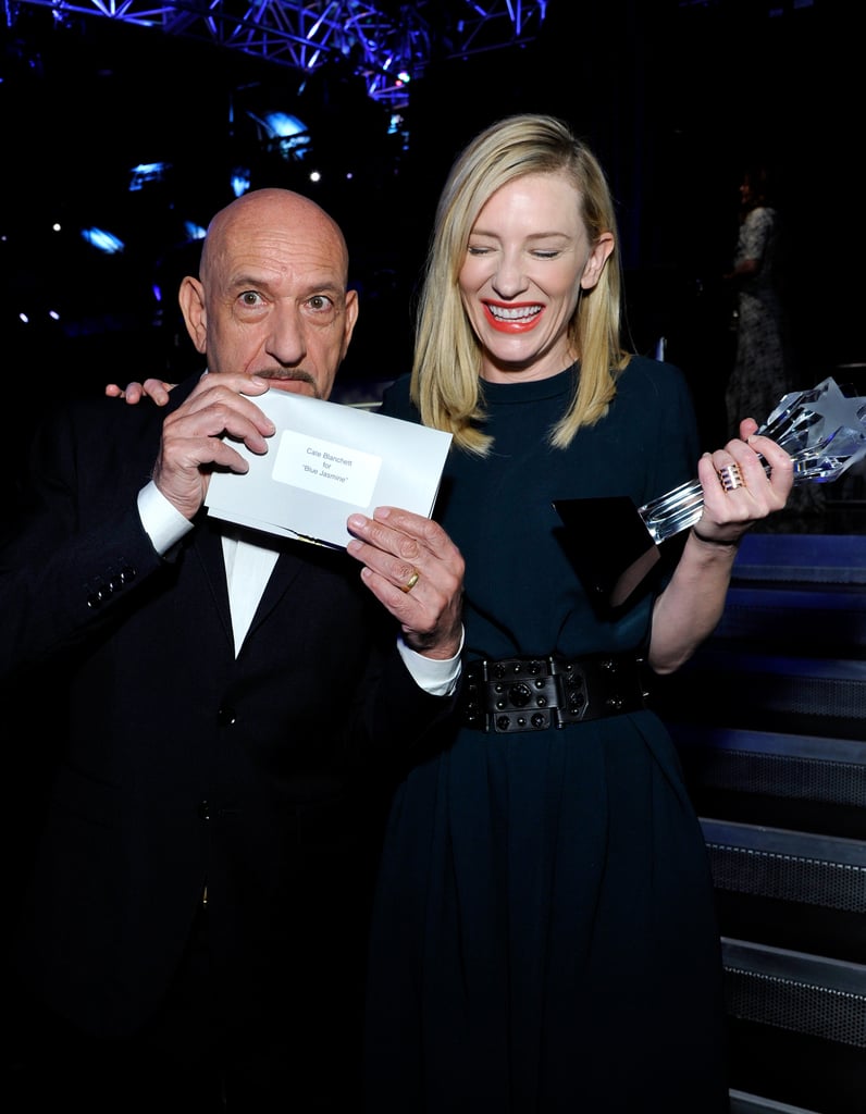 Sir Ben Kingsley and Cate Blanchett got excited about Cate's win for Blue Jasmine.