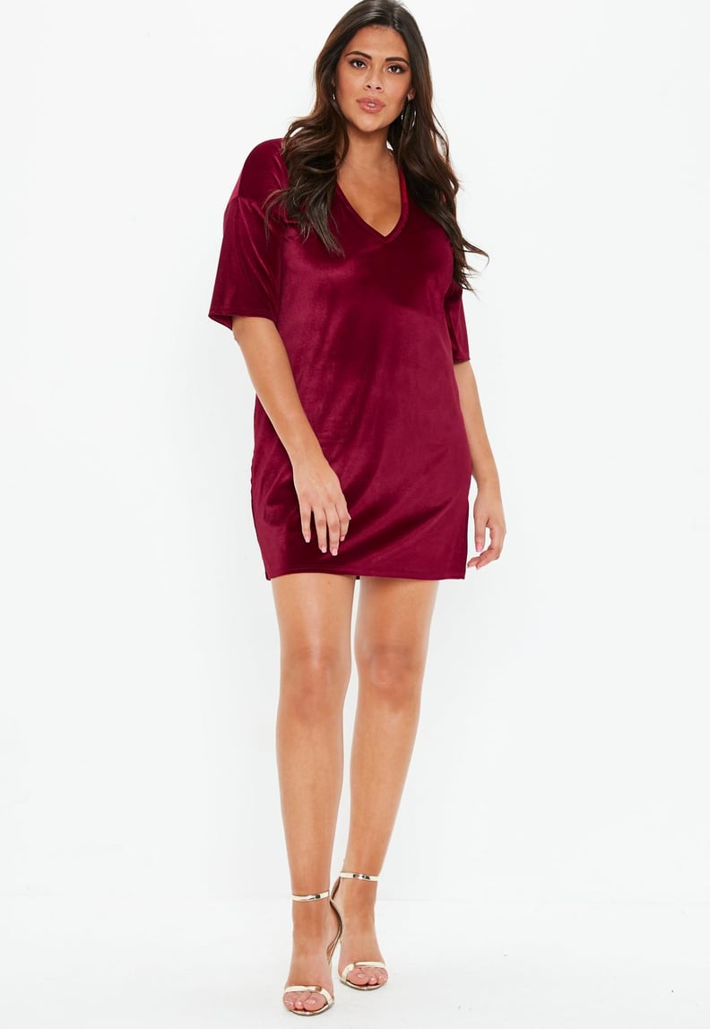 Missguided V Neck Velvet Dress