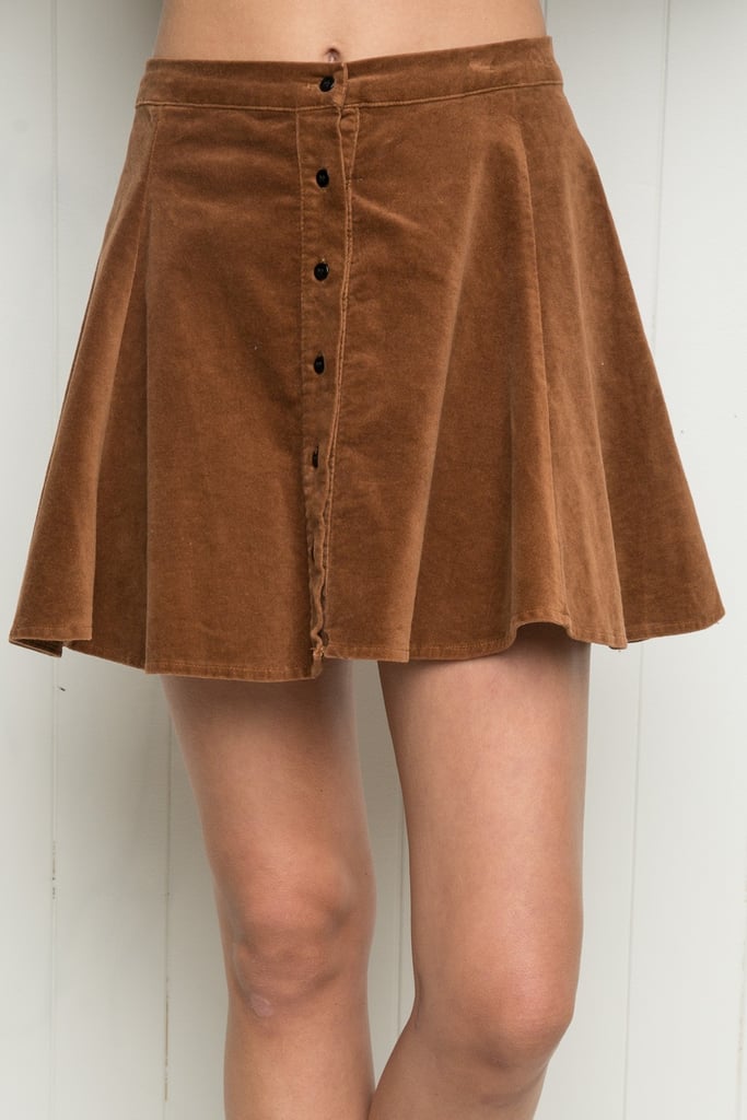 Taylor's Brandy Melville skirt is in a cool cranberry color, but the brown option ($26) works just as well!