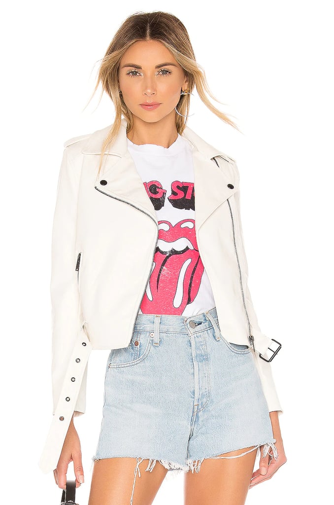 A White Leather Jacket: superdown Kailey Moto Jacket in White