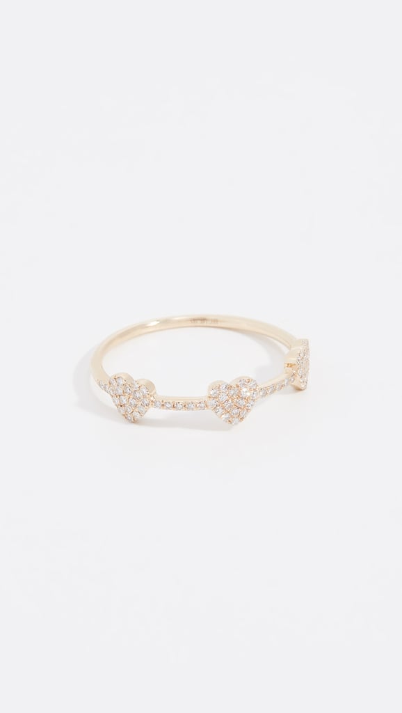 EF Collection 14k Diamond Triple Mini Heart Stack Ring