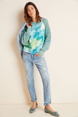 Anthropologie Watercolor Tie-Dyed Sweater