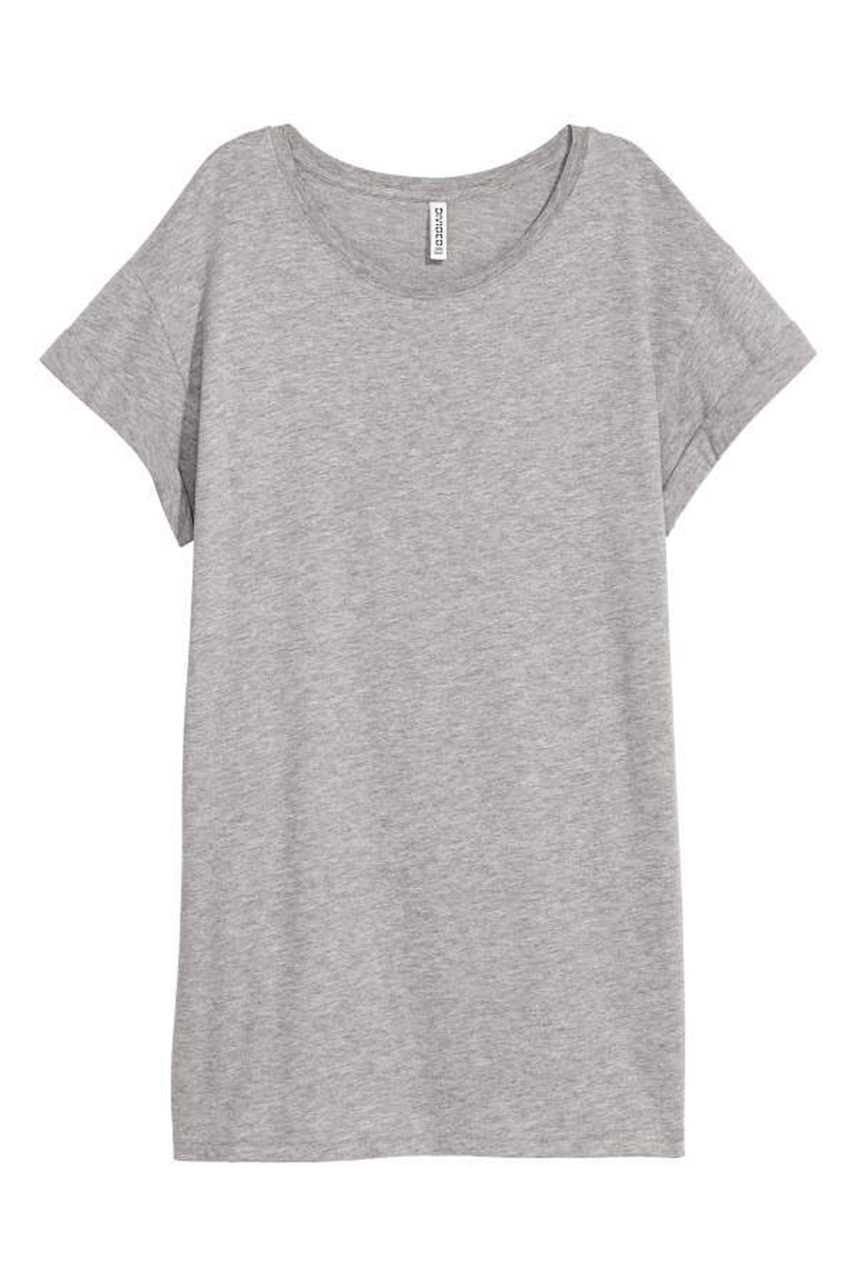 Jennifer Lawrence Wearing Gray T-Shirt and Slip | POPSUGAR Fashion