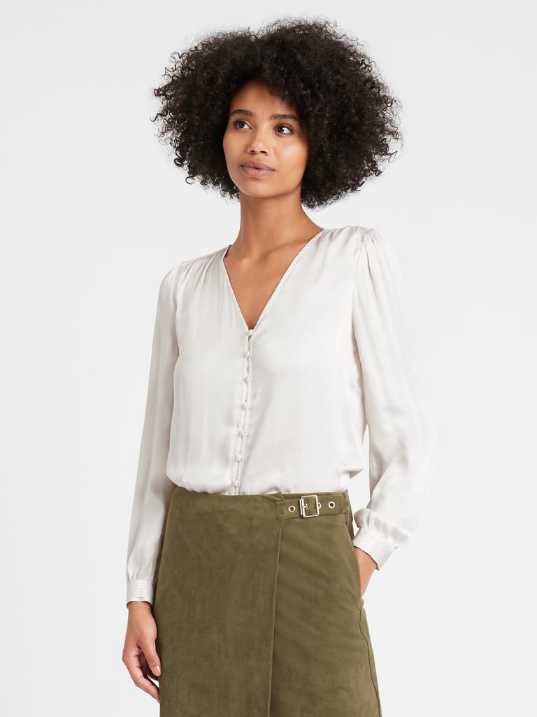 Banana Republic Soft Satin V-Neck Blouse